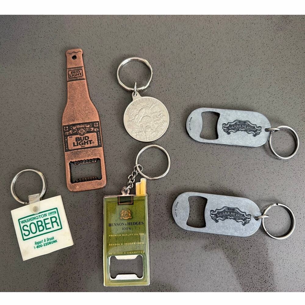 Vintage Keychain Bottle Opener Lot Bud Light Sierra Nevada Benson Hedges Retro